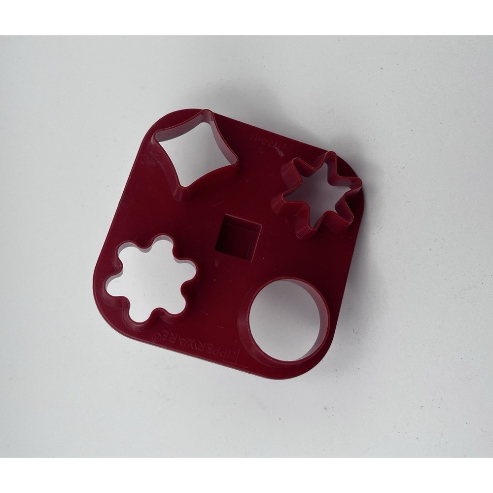 Vintage Tupperware 4-in-1 Cookie Cutter - Maroon Red Multi-Shape Press - Picture 4 of 4